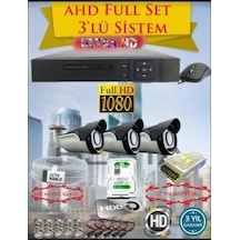 2mp Ahd 1080p Gece Görüşlü 3 Kameralı Güvenlik Sistemi 500gb Hdd