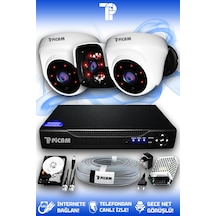 Picam 3 Kameralı Panda 2 İç Kamera Set 500 GB HDD Full HD Gece Görüşlü Güvenlik Kamerası Sistemi