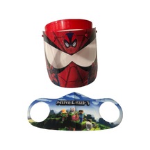 Gürbey Spiderman Baskılı Çocuk Siperlik + Minecraft Desenli Çocuk Maske