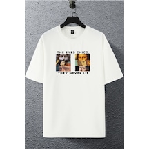 Unisex Kadın Erkek The Eyes Chico Baskılı Oversize T-shirt Beyaz Mck2139 Beyaz