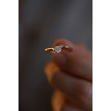 Yenigün Kuyumculuk 14 Ayar Altın Kadın Sarmal Taşlı Rose Yüzük Yzk28582