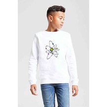 Tshirthane Fizik Enerji Baskılı Unisex Çocuk Beyaz Sweatshirt