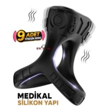 Erofoni Usb Şarjlı Su Geçirmez 9 Mod Titreşimli Medikal Silikon Ring Penis Yüzüğü Halkası
