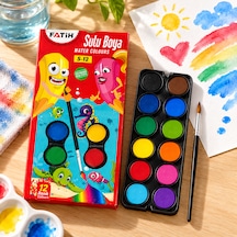 Fatih Sulu Boya 12 Renk 12 Tablet + 1 Fırça Çok Renkli