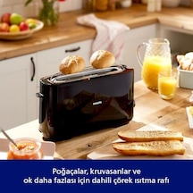 Daily Uzun Yuvalı Ekmek Kızartma Makinesi, Buz Çözme Modu, 8 Kızartma Ayarı, Uzun Yuvalı, Siyah, Hd2590/90