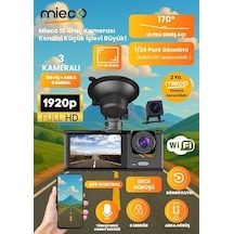Mieco 1s Wifi/1920p Fhd/170 Ultra Geniş Açı/gece Görüşü Ve G-sensörü/ 3 Kameralı Araç Kamerası 2025