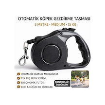 Karamel Pet Otomatik Köpek Gezdirme Tasması Medium 5 Metre 15 Kg Siyah Çok Renkli