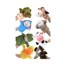 8 Adet Eğitici Ve Eğlenceli Peluş Kukla Seti Ağzı Hareket Eden El Kuklası Çok Renkli