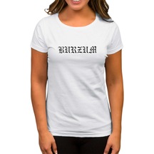 Burzum Logo Yazı White Beyaz Kadın Tişört