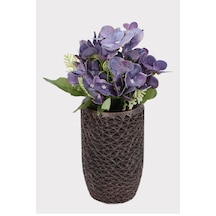 Lüx Beton Retro Tombul Vazoda Yapay Islak Ortana Tanzimi 25 Cm Mor