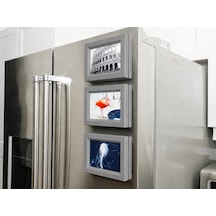 3d Baskı 3lü Magnet Fotoğraf Çerçevesi Seti - Buzdolabı İçin Mini Manyetik Resim Çerçevesi, Dekoratif Magnet-gri