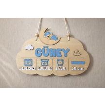 Kişiye Özel Ahşap Bebek Doğum Panosu İsim-doğum Tarihi - Kilo - Saat - Boy 20 x 30