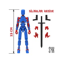 Robot 13 Dummy Mavi Kırmızı Tüm Eklemleri Hareketli Aksiyon Figürü Oyuncak