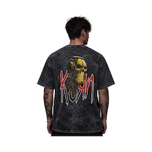 Korn Rock Metal Müzik Grubu Baskılı Unisex Oversize Eskitme Yıkam Siyah