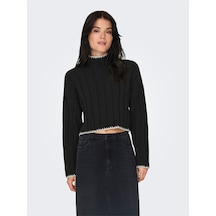 Only Onlchıck Stıtch Ls Hıghneck Knt Noos Kadın Siyah Kazak - 15329963 Siyah