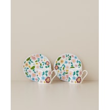 Elvia New Bone China 4 Parça 2 Kişilik Kahve Fincan Takımı 80 Ml Renkli Çok Renkli