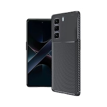 İnfinix Hot 50 4g Kılıf Auto Focus Karbon Kapak - Siyah -