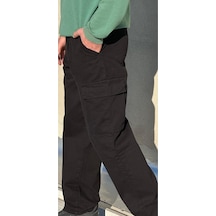 Erkek Baggy Siyah Kargo Pantolon Siyah