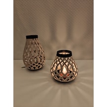 Modern Izgara Desenli Rüzgar Feneri Tealight Mumluk Dekoratif Mum Tutucu Diğer