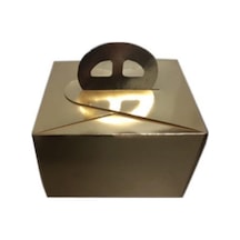 Saplı Pasta Kutusu 10 Adet 25x25x13cm Gold