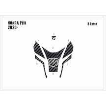 Honda Pcx 2025- Tank Pad Ve Grenaj Kaplama 8 Parça Siyah 74213423