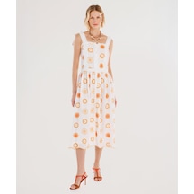 Yargıcı Brode Detaylı Kolsuz Uzun Elbise 25ykel7058x 037 Ekru