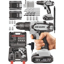 Dragro GTX-58 58V 5Ah Gri-Grey Darbeli Çift Akülü Vidalama Makinesi