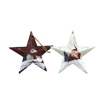 Fortunelane 4 Adet Zarif Noel Baba, Kardan Adam Süsle, Yıldız Kolye, Ağaç Süsleri, Party Dekorasyonu