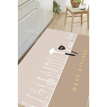 Dijital Baskılı Dekoratif Kaymaz Taban Yıkanabilir Halı Best Kıtchen Desenli Utfak Halısı Yolluk Salon Halısı