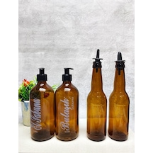 2li Akıtıcılı 330 Cc Yağlık 2li 500ml Amber Etiket Sabunluk Mutfa