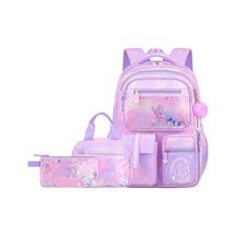 Luckydog Genel Mavi Çanta Öğle Yemeği Çantası Kalem Kutusu Kadın Üç Parça Seti Kapasiteli Degrade Mavi Mavi