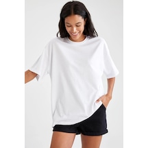 Startmore Oversize Fit Pamuklu Kısa Kollu Basic Tişört Beyaz