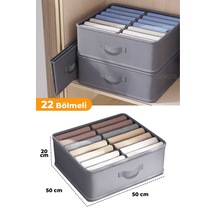 Serstil 22 Bölmeli Kıyafet, Havlu, Nevresim Dolap İçi Düzenleyici Kutu - 50x50x20cm Antrasit