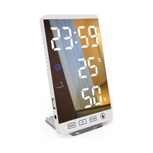 Upway 6 İnç Dijital Aynalı Led Ekran Masa Saati Alarm Sıcaklık Nem Usb Diğer