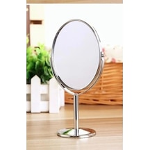 Mercansa Sonx Oval Masaüstü Ayaklı 360 Dönebilen, İşyeri, Seyahat İçin Mini Krom Ayna 15x25cm