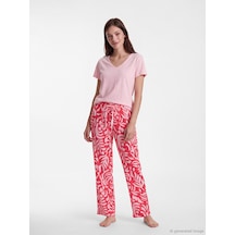 Lcw Dream Fuşya V Yaka Desenli Kadın Pijama Takım