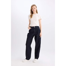 Defacto Baggy Fit Yüksek Bel Uzun Jean Pantolon E0740AX24WNNM34 Mavi