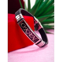 Çelik Derili Bileklik Kişiye Özel İsimli Paslanmaz Derili Çelik İsimli Bileklik 316 L Çelik Beyaz