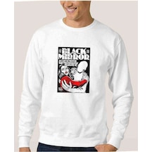 Black Mirror Blocked Baskılı Beyaz Erkek Örme Sweatshirt Black Mirror Blocked Baskılı Beyaz Erkek Örme Sweatshirt