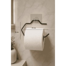 Edora Home Siyah Yapışkanlı Metal Tuvalet Kağıdı Askısı, Delmeden Montaj Banyo Wc Kağıt Havluluk Tuvalet Kağıtlığı