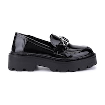 Tamer Tanca Kadın Vegan Siyah Rugan Loafer Ayakkabı 817 0890 Bn Ayk Sk22/23 Sıyah Krsk Rgn Siyah