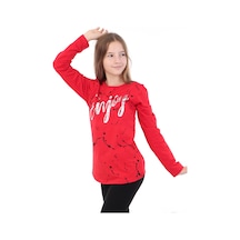 Toontoy Kids Toontoy Kız Çocuk Varaklı Enjoy Baskılı T-shirt Kırmızı