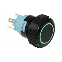 Swion 19mm Led'li Plastik Buton Yaylı Siyah Yeşil Led
