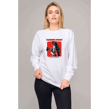 Magnum Force Clint Eastwood Baskılı Beyaz Kadın Sweatshirt