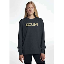 Scum Baskılı Füme Antrasit Kadın Sweatshirt