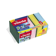 Vileda Rainbow Ekonomik Düz Bulaşık Süngeri 2 x 5 Adet Çok Renkli