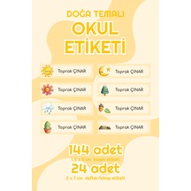 Doğa Temalı İsimli Okul Etiketi Defter Kalem Kitap Sticker Seti
