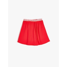 Koton Mini Şort Etek Pileli Beli Lastikli Kırmızı 5skg70012ak Kırmızı