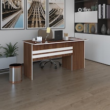 Kenzlife Ofis Masası Kamikaze Cvz Sol 75 170 80 Kilitli Kapaklı Dolap Şeritli Bilgisayar Çalışma Masası Beyaz
