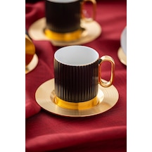Acar Erika 4 Kişilik Double Kahve Fincanı Takımı - 160 Ml Siyah - Gold